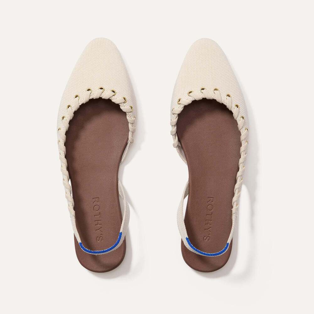 Rothy's The Almond Slingback - Eyelet Ivory Size 7.5